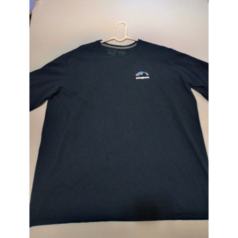 Patagonia Responsibili Tee Skyline Stencil Tshirt Men's XXL Navy Blue